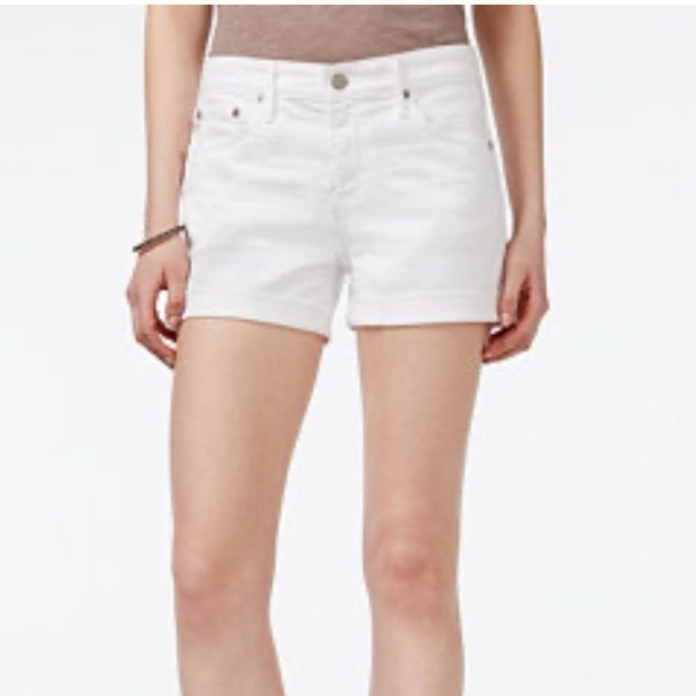 AG Adriano Goldschmied The Hailey Ex-Boyfriend Roll-Up White Denim Shorts Sz 27